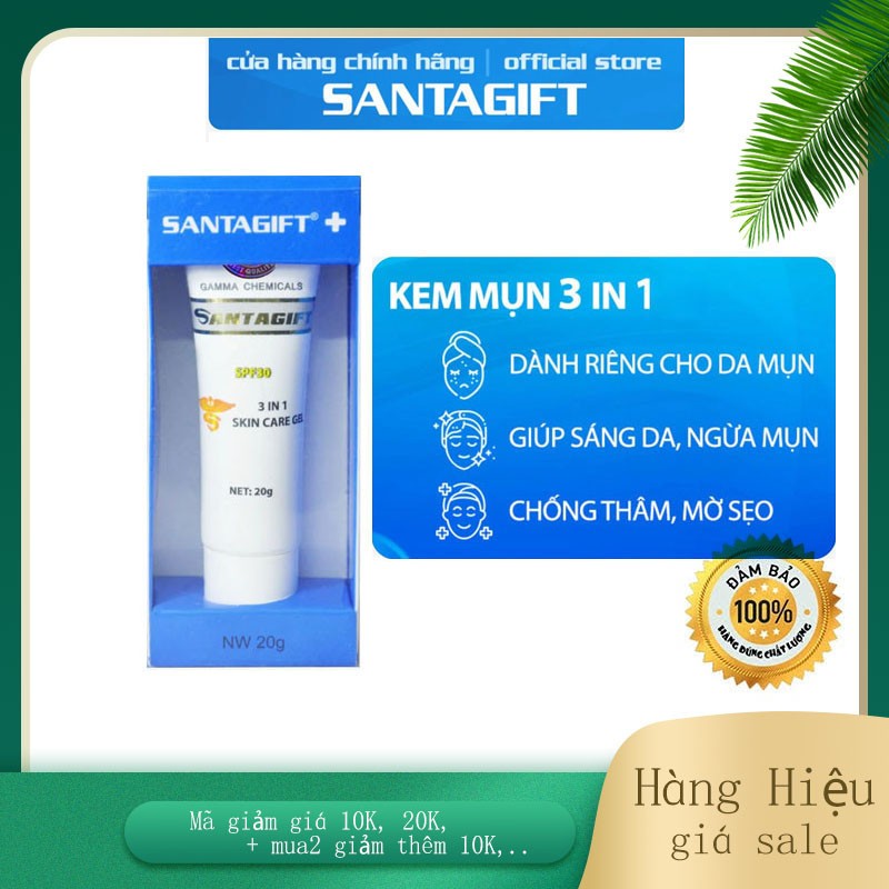 Gel Mụn và Thâm Gamma SANTAGIFT Thông Thoáng Lỗ Chân Lông 20g