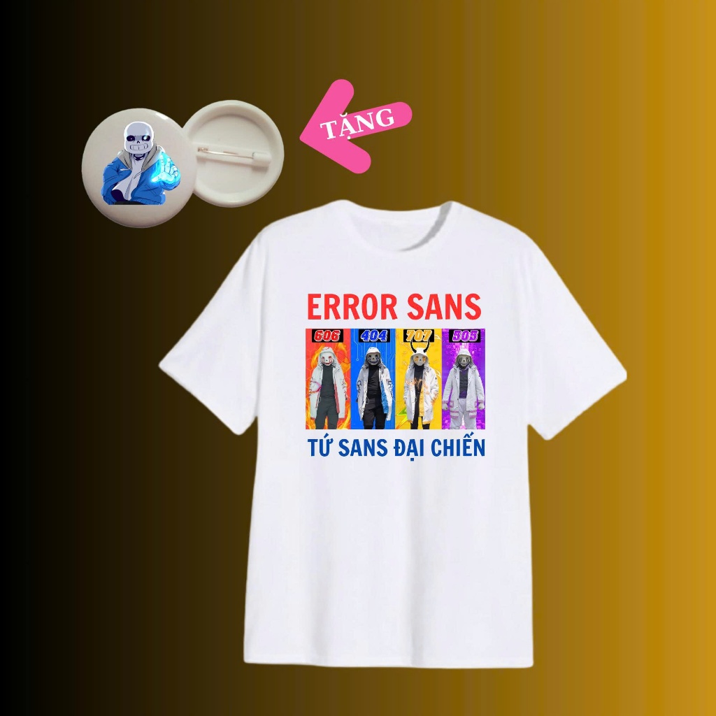 Áo thun bé trai Tứ Sans đại chiến Error Sans Error 404, Error 505, Error 606, Error 707, siêu ngầu-T