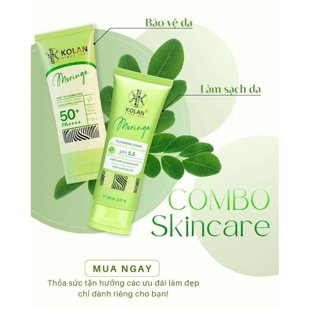 Bộ đôi sản phẩm Kem Chống Nắng + Sửa Rửa Mặt KoLan Việt Nam fullsize