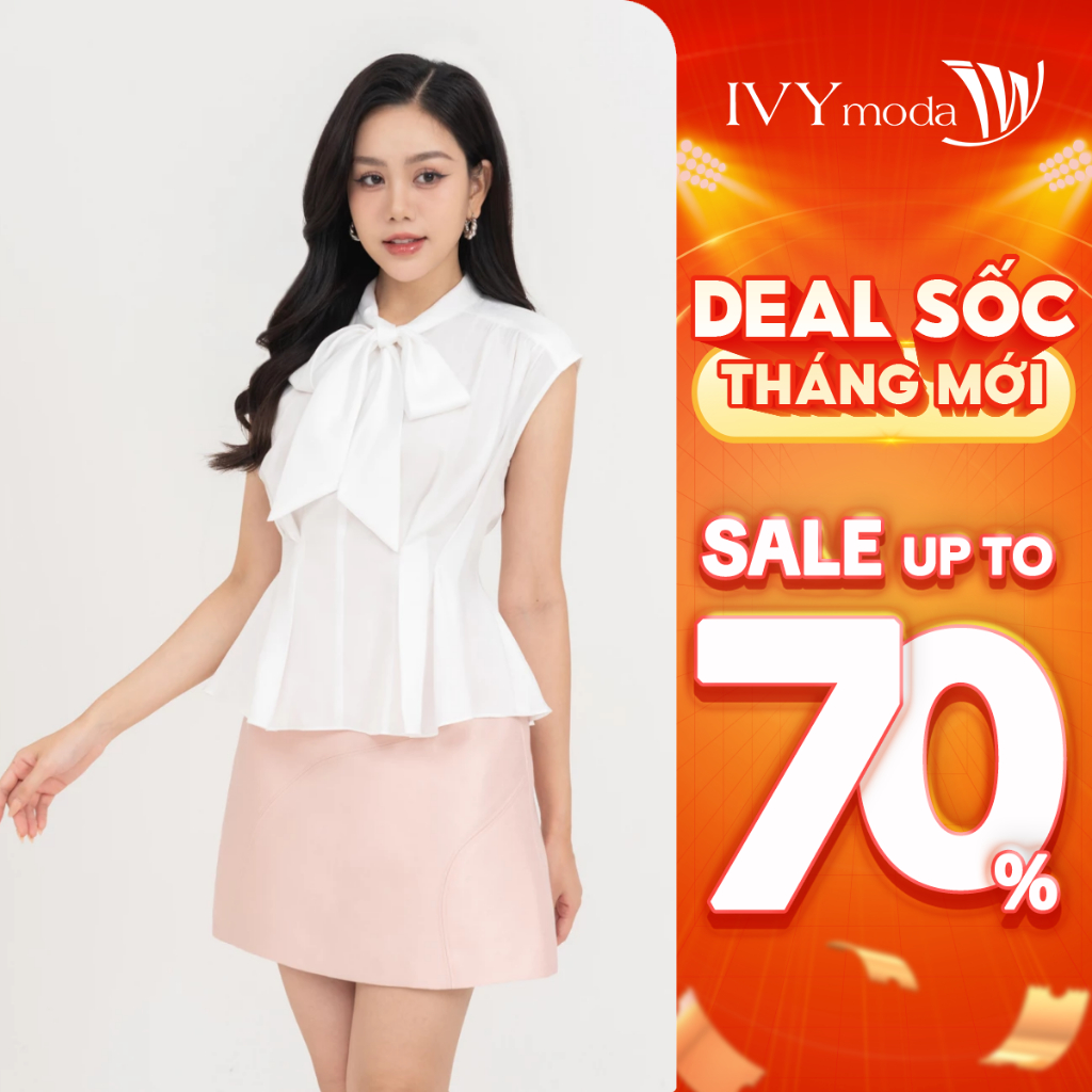 Áo sơ mi peplum cổ nơ nữ IVY moda MS 16M8717 | BigBuy360 - bigbuy360.vn