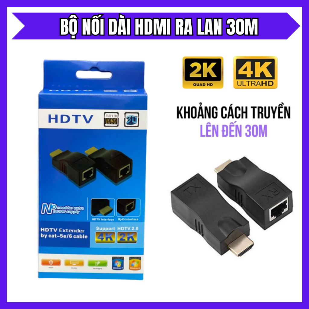 Bộ Nối Dài HDMI Qua Cáp Mạng LAN 30M Chuẩn 4K FB – HDMI Extender Qua Cáp Mạng 30M CAT5e/CAT6