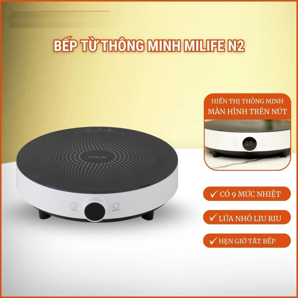 Bếp từ đơn 9 mức nhiệt Lumias LK24-220E / miLife N2 - Hẹn giờ tắt đun liu riu bảo hành 12 tháng