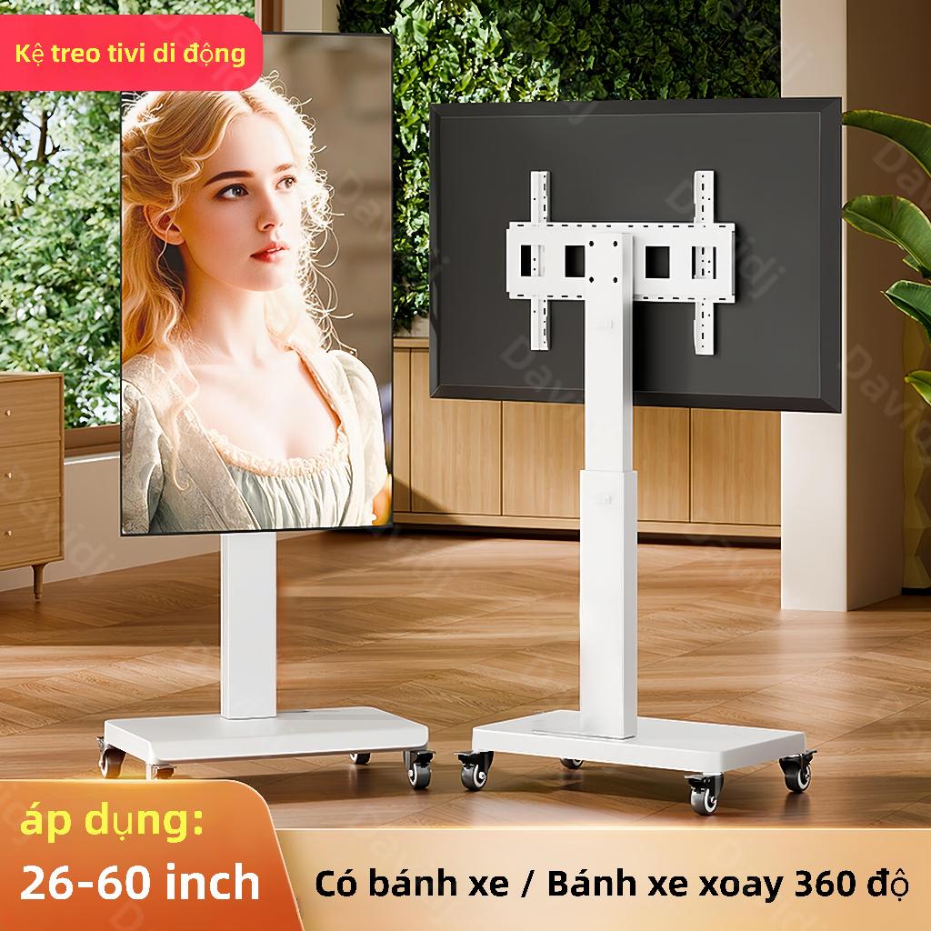 Xoay 90° 55 Inch Kệ Treo Tivi Có Bánh Xe Di Động Khung Chịu Lực Cao Ròng Rọc Im Silence