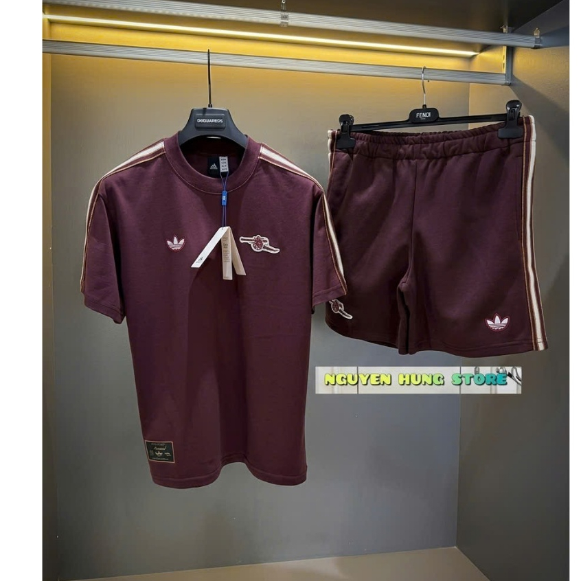 Set Thể Thao Hè Cộc LÁ Phối Sọc vai Đỏ Mận Logo xịn Siêu nét Hàng Cao cấp , Bộ Nam Hè Thun mềm mịn Nam co giãn 4 chiều