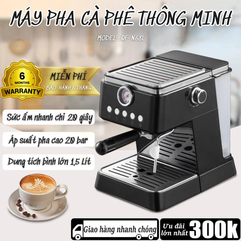 Máy Pha Cà Phê Tự Động Espresso Tạo Bọt Sữa Cho Gia Đình Văn Phòng Công Sở, Máy Pha Coffee Mini 20 Bar Cao Cấp Hiện Đại