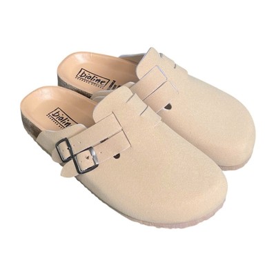 Dép Sục Đế Trấu Birken Boston quai Da Lộn Hai Khóa Thương Hiệu BIOLINE - SGD(Lót Chống Nước)