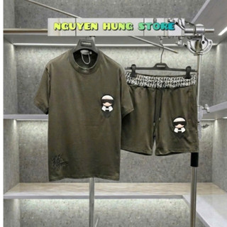 Bộ Hè Trend nam F@Di GReen Rêu Hàng Cao cấp Bo Chun Nét,Đồ Bộ Nam chất vải mềm mịn Dày dặn co giãn Cực Mát