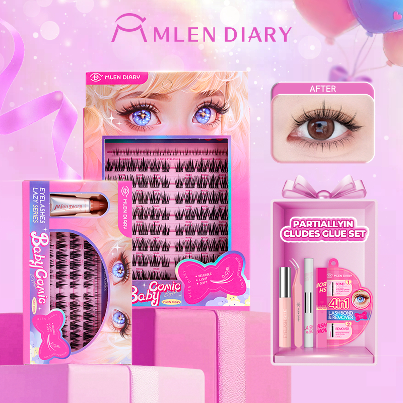 Mlen Diary Mi giả Tự Nhiên Baby Comic Có Thể Tái Sử Dụng Lông Mi Giả cho người mới trang điểm