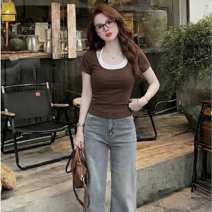 [SUMMER VIBE] Áo Thun Cotton Ôm Body 2 Lớp Cổ Vuông Phối Bra Dây Yếm Thắt Sau Cổ Tôn Dáng – Giveme.clothing_saigon | BigBuy360 - bigbuy360.vn