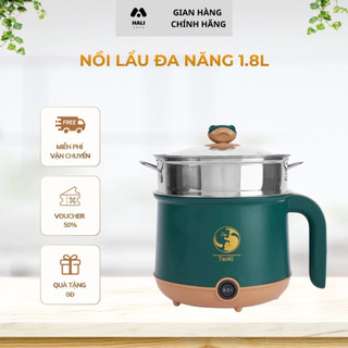 Nồi Lẩu Điện Mini Melli 2 Tầng 600W Kèm Giá Hấp Đa Năng Chống Dính Vân Đá Tiện Lợi