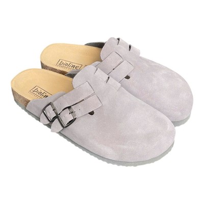 Dép Đế Trấu Kiểu Dáng Sục Boston Da Bò lộn Thiết Kế Hai Khóa Thương Hiệu Bioline Unisex Nam Nữ - SDL