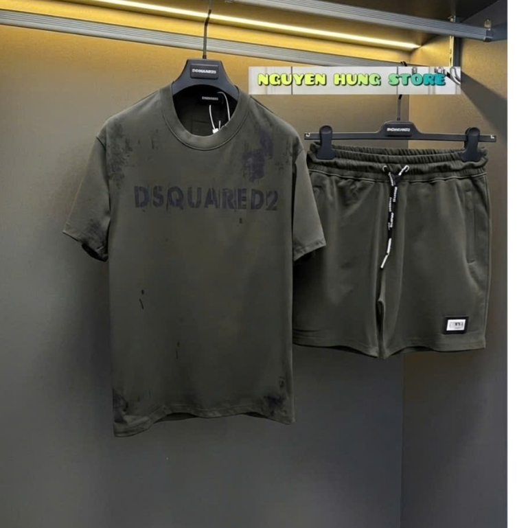 Bộ Thê thao nam DS&Q Rêu Vảy Sơn Logo thêu  Hàng Cao cấp Set Bộ Nam chất vải mềm mịn Nam Đi Thể dục co giãn Cực Mát