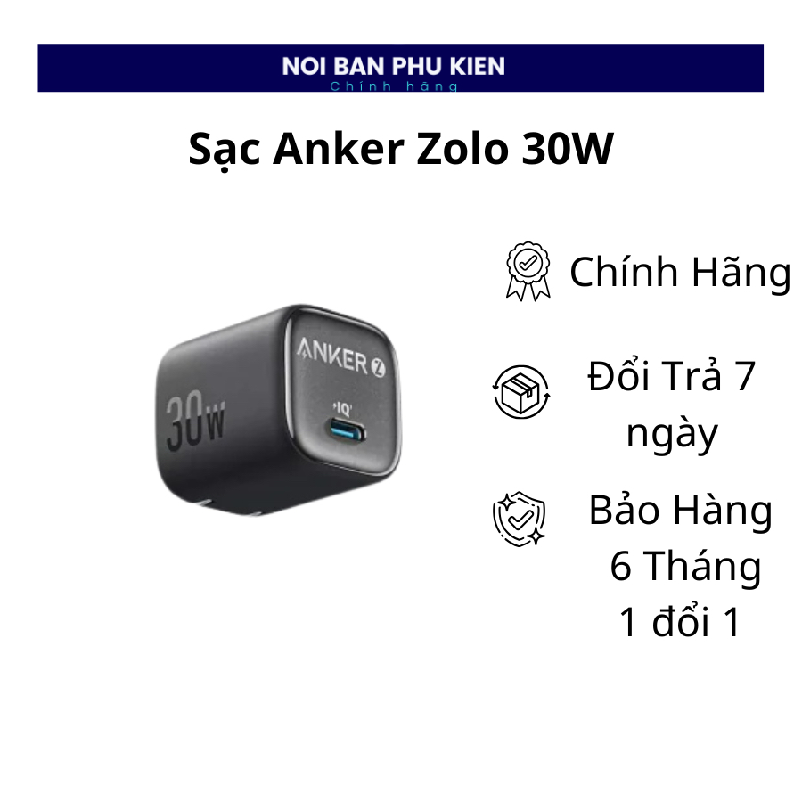 Củ Sạc Nhanh Anker Zolo 30W A2698 Sạc Nhanh PD | Nhỏ Gọn, Sạc Siêu Tốc, Chính Hãng