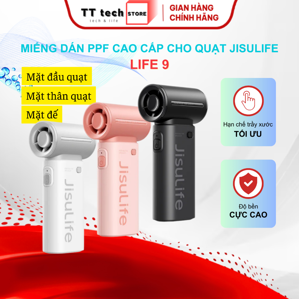 Miếng dán PPF cho quạt cầm tay Jisulife Life 9 hạn chế trầy xước, bảo vệ tối ưu cho thiết bị