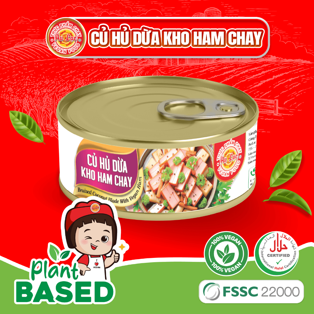 Củ Hủ Dừa Kho Ham Chay _ Lon 130g _ Thực Phẩm Chay Âu Lạc