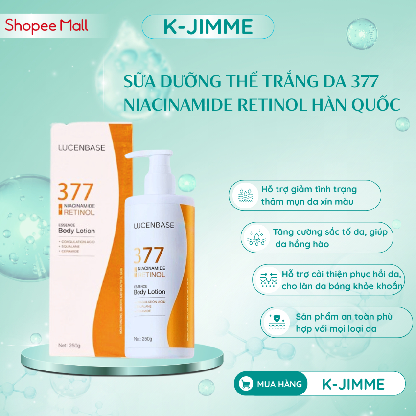 Sữa Dưỡng Thể 377 Lucenbase Niacinamide Retinol Body Lotion SenaDemar Lọ 250mL