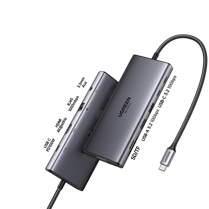 Bộ chuyển đổi Ugreen 11 in 1 USB-C sang HDMI, VGA, 2 x USB-C, 2 x USB-A, RJ45, SD/TF, 3.5mm (45520 c