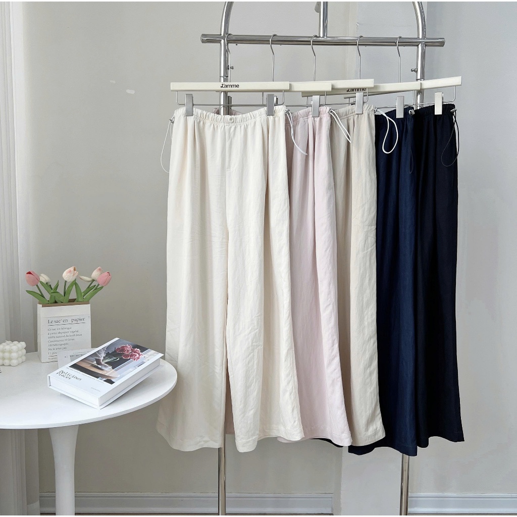 Quần ống suông form rộng lưng chun, chất liệu rayon cao câp dành cho cả bầu và không bầu ONI Pants BY LAMME