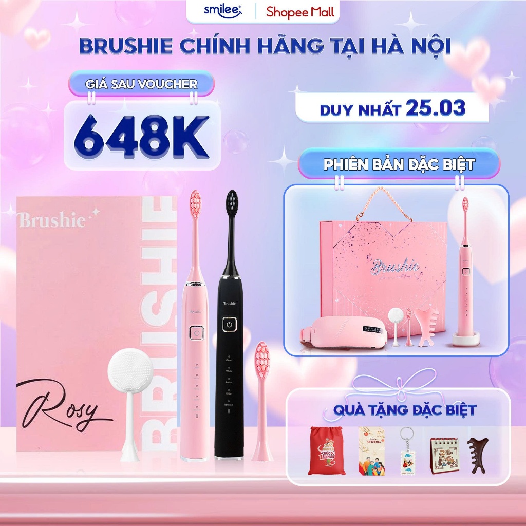 [ GIÁ 687K LIVE SHOP] Bàn Chải Điện Brushie Ultra Tích Hợp Máy Rửa Mặt, Set Quà Tặng Cho Nữ, Quà Sinh Nhật LIS