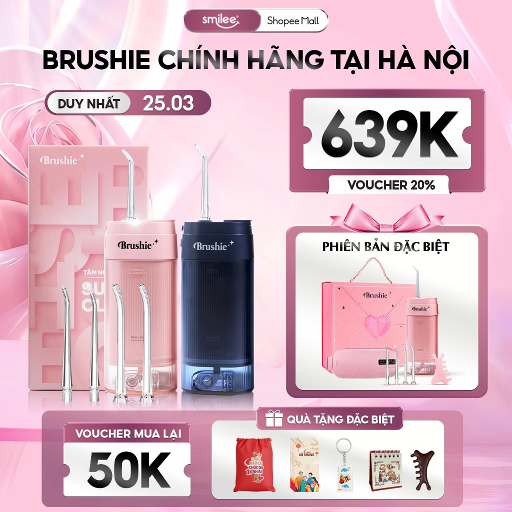 [GIÁ 615K LIVE SHOP] Tăm Nước Brushie Bản Cải Tiến Vệ Sinh Răng Miệng Cho Người Niềng Răng, Flossie Gấp Gọn Du Lịch, LIS