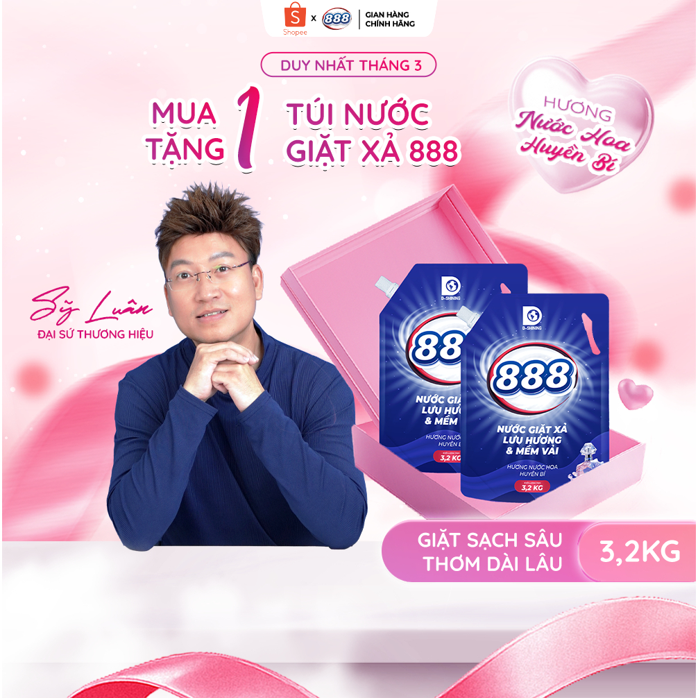 [Chỉ 28K/ Kg] - NƯỚC GIẶT XẢ 888 - Hương Nước Hoa Huyền Bí 3.2kg