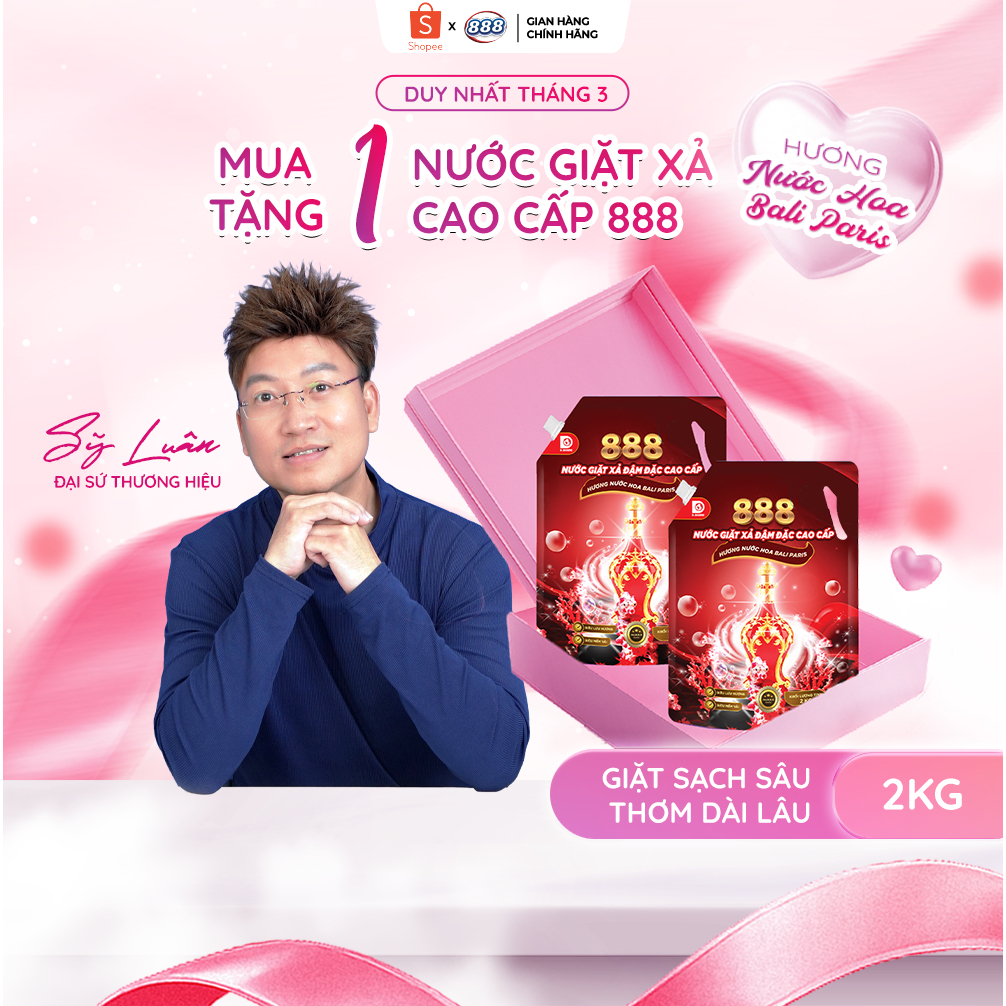 [Mua từ 289k tặng 2 túi nước giặt 0.6kg] - NƯỚC GIẶT XẢ 888 - Hương Nước Hoa Bali Paris Cao Cấp 2kg