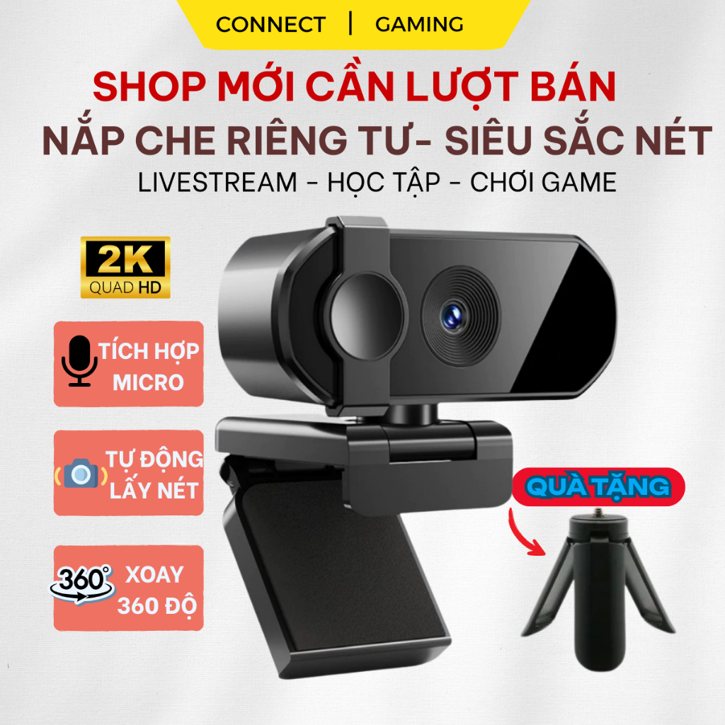 Webcam 4K 2K Livestream có Mic cho PC, Laptop, Trợ sáng cực tốt, webcam pc, cam máy tính pc, webcam 