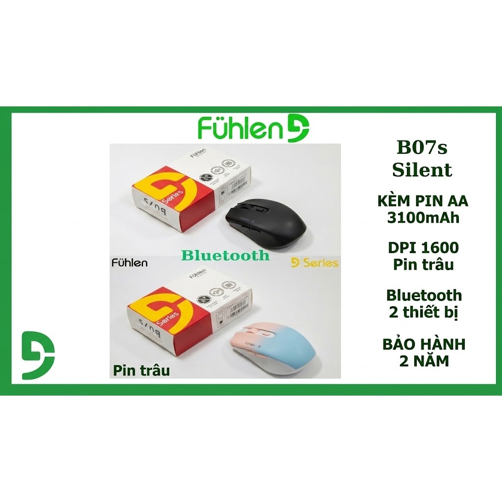 Chuột Không Dây Silient Fuhlen B07S V2 - Kết nối cùng lúc 2 thiết bị Bluetooth +1 Wireless- Bảo Hành