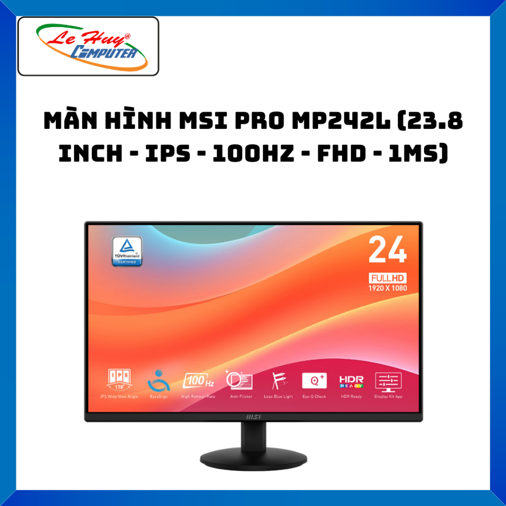 Màn Hình MSI PRO MP242L (23.8 inch - IPS - 100Hz - FHD - 1ms) - Hàng Chính Hãng