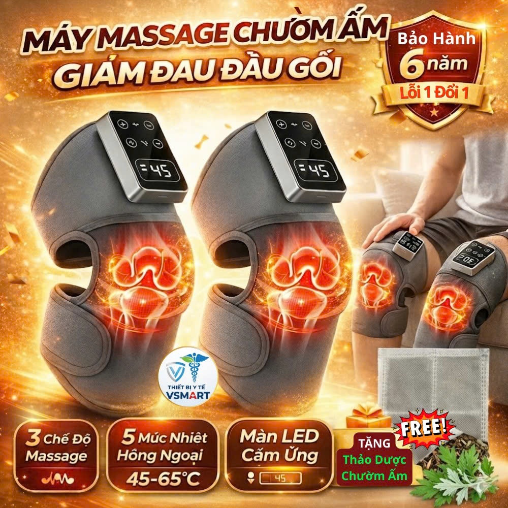 Máy Massage Đầu Gối Z319 Giảm Đau Nhức Xương Khớp, Đai Quấn Nóng Đầu Gối Chườm Nóng Nhiệt Hồng Ngoại Thư Giãn