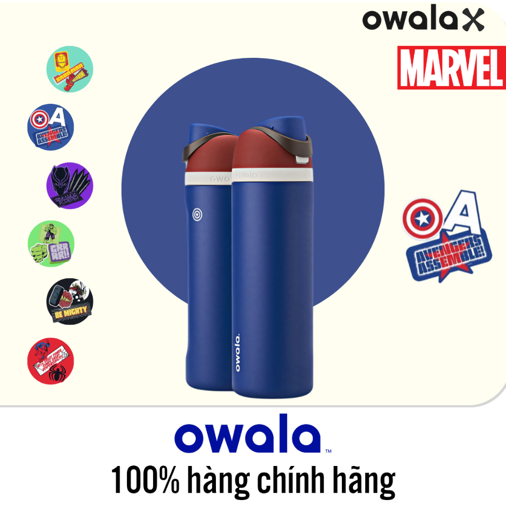 [ Hàng chính hãng ] Bình nước Owala FreeSip Marvel 24oz bằng thép không gỉ – Chống rò rỉ – Phiên bản
