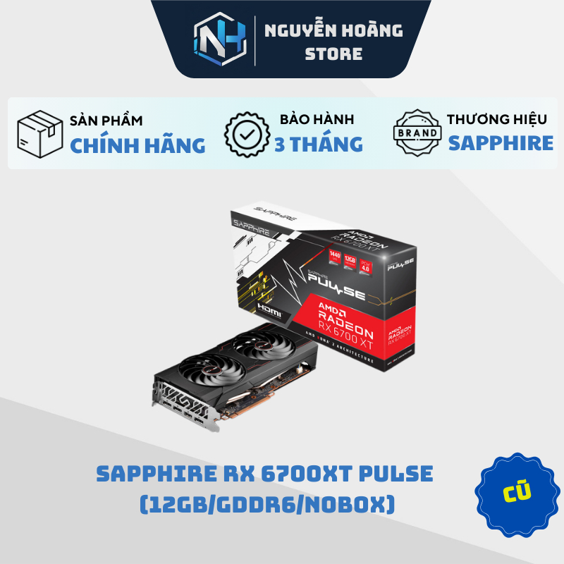 VGA card màn hình Sapphire RX 6700xt Pulse 12GB cũ