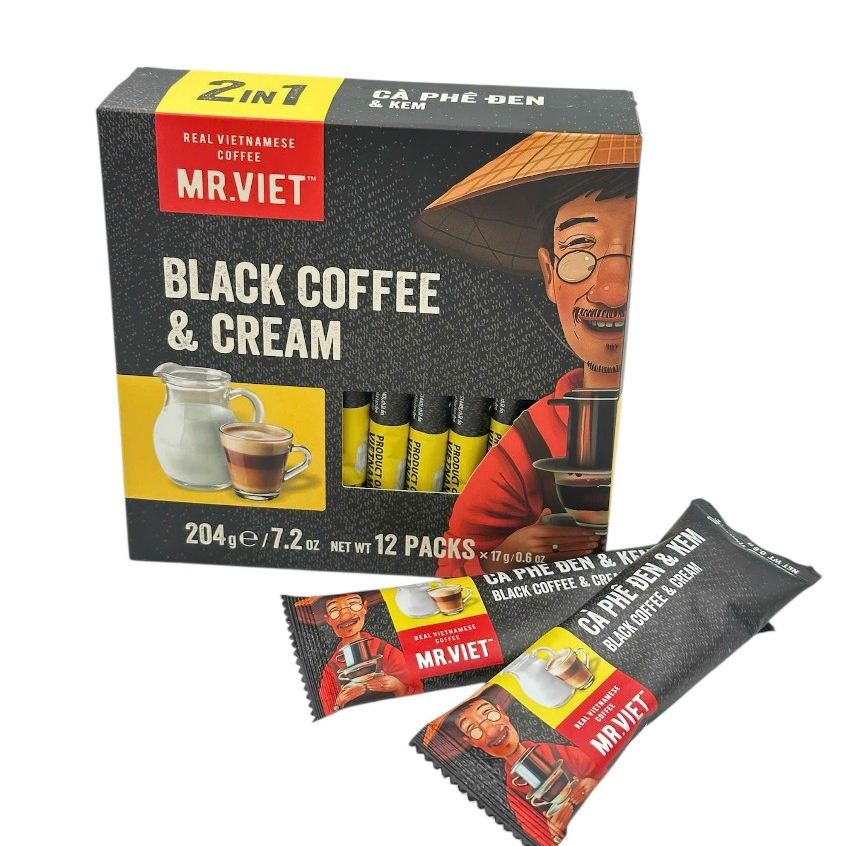 Cà phê hòa tan 2 trong 1 Mr Viet - 2in1 instant coffee - MR VIET Coffee (12 gói/hộp x 17g)