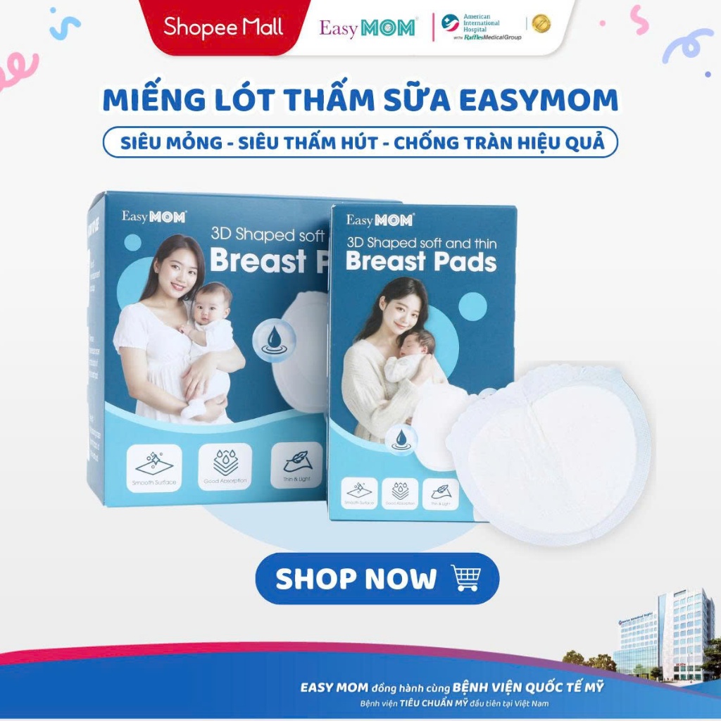 Miếng Lót Thấm Hút Sữa Easy MOM Chống Tràn Tối Đa,Siêu Mỏng, Siêu Thấm, Chống Tràn