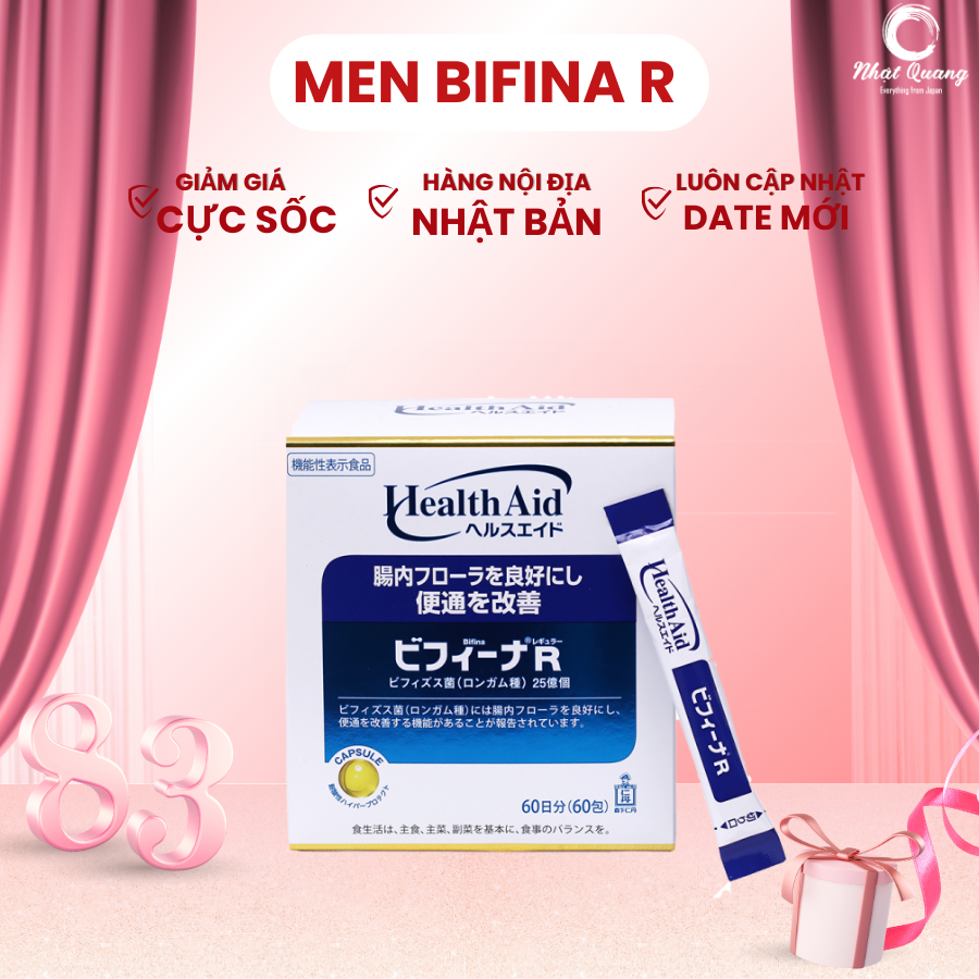 Men vi sinh Bifina Nhật Bản - Dòng R - Hỗ trợ tiêu hóa - Tem phụ