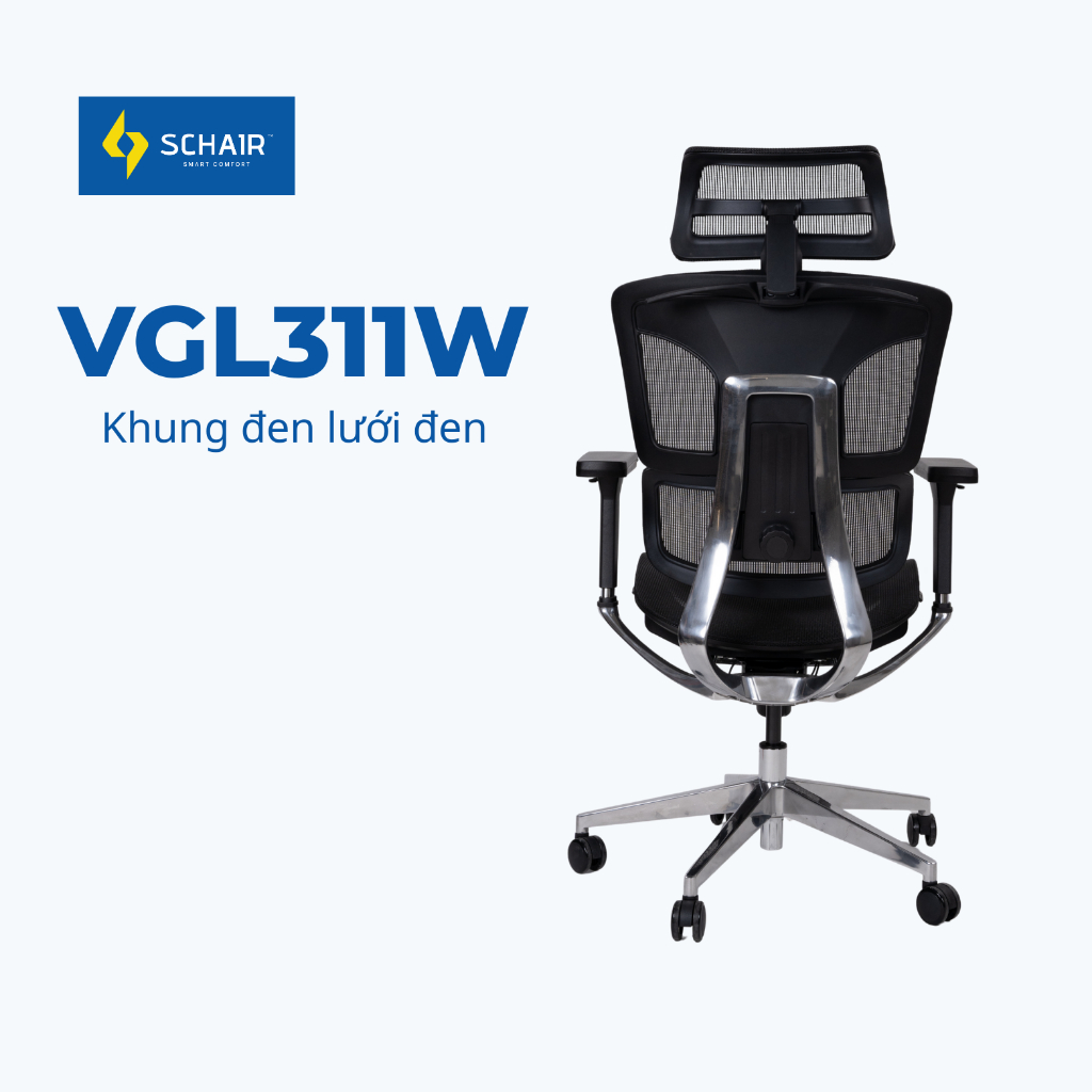 Ghế Công Thái Học VGL311PLUS, Lưới Wintex Cao Cấp,Khung Hợp Kim Nhôm, Piston Class 4,[Bảo Hành 5 Năm