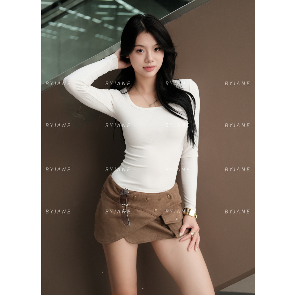 (XẢ KHO) Áo Thun Nữ Dài Tay Cổ Vuông Ôm Body Chất Cotton Co Giãn 4 Chiều Mềm Mịn Tôn Dáng Basic Sang Trọng BYJANE – 777 | BigBuy360 - bigbuy360.vn