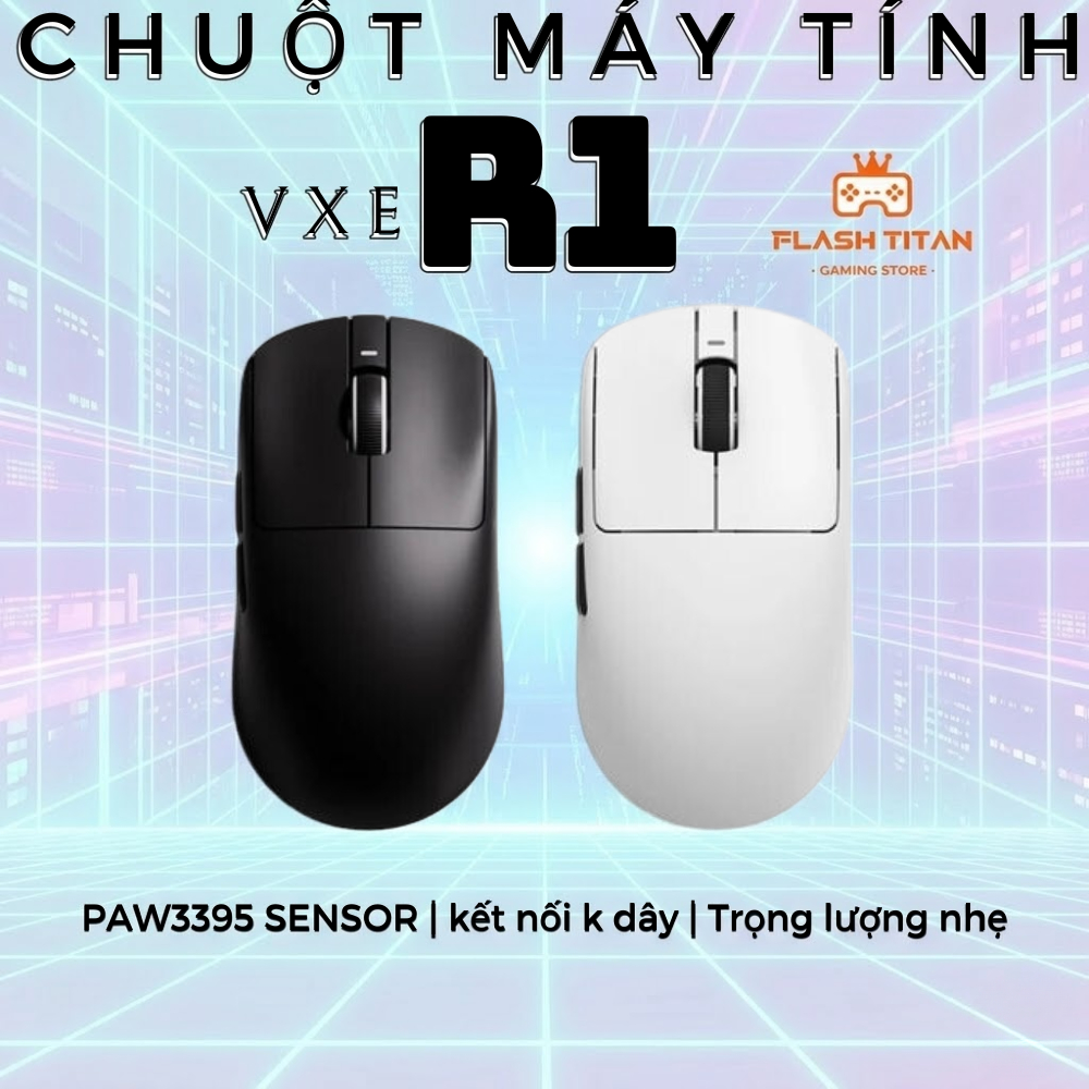 Chuột không dây VXE R1 SE - R1 SE Plus -3 chế độ kết nối - Chuột gaming giá rẻ dùng cho PC, laptop