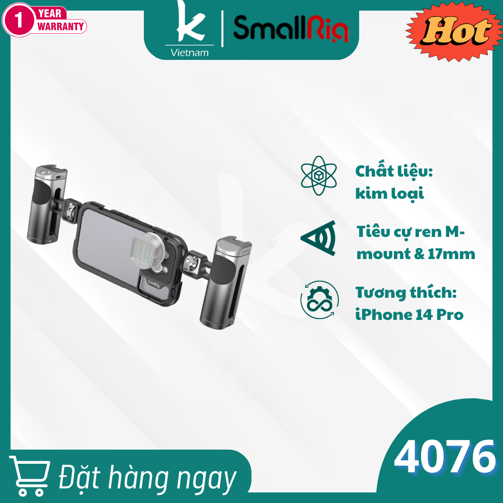 SmallRig 4076 - Bộ Khung Kim Loại Quay Phim Cho Điện Thoại Iphone 14 Pro - Hàng Chính Hãng