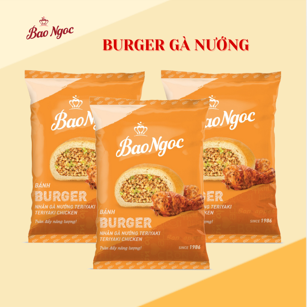 [1-5 cái] Bánh mì burger vị gà nướng teriyaki Bảo Ngọc 60g