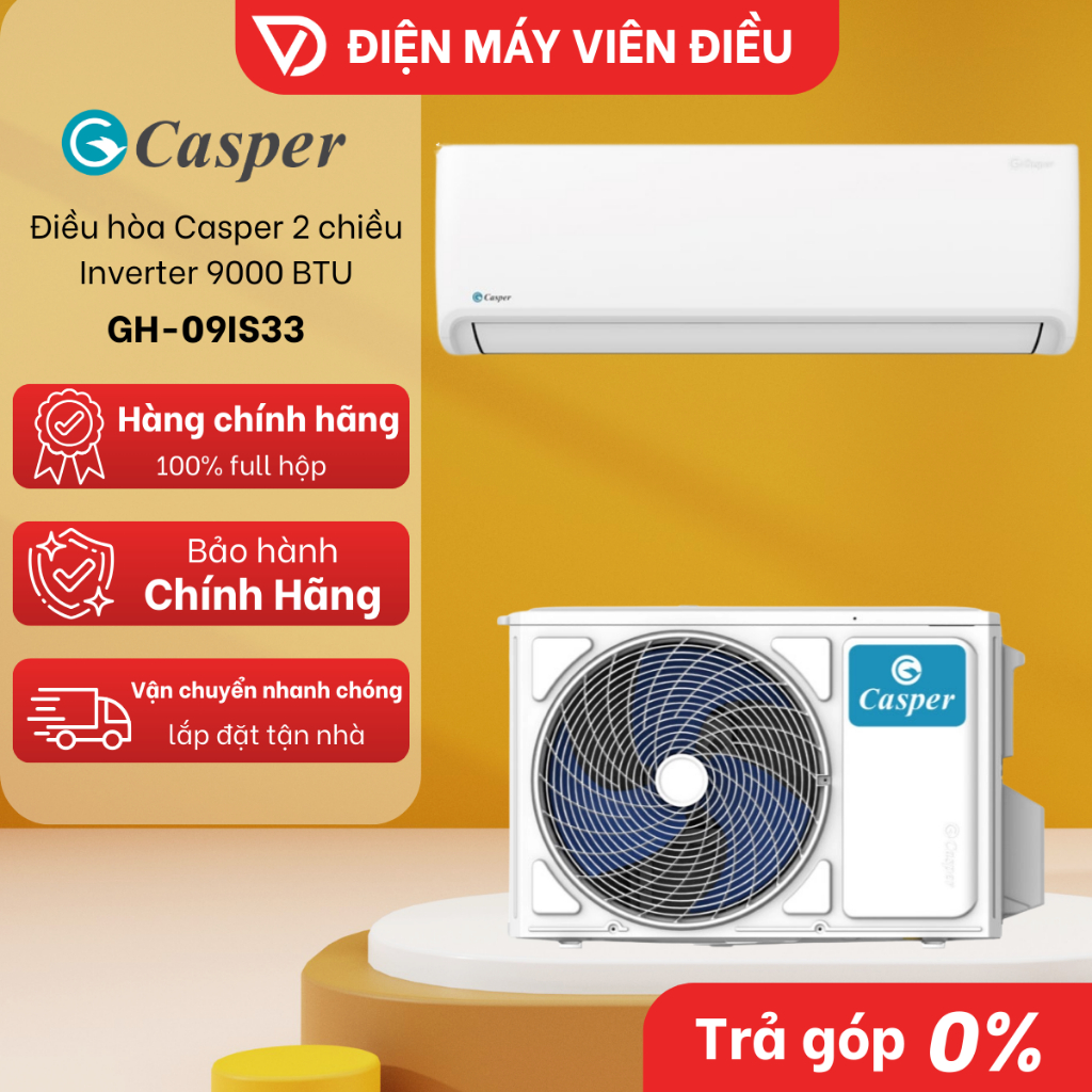[FREESHIP NGHỆ AN] GH-09IS33 - Máy lạnh / Điều hòa Casper 2 chiều Inverter 1HP (9000 BTU)