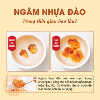 Nhựa đào Vân Nam 100g, lệ đào, mủ đào, hạt to, tròn, dai giòn, nguyên liệu nấu chè dưỡng nhan