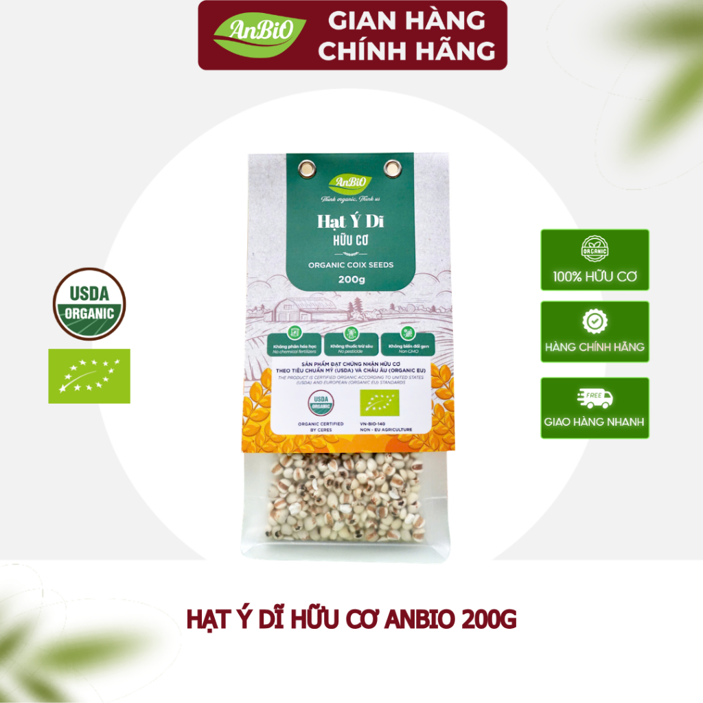 {CHÍNH HÃNG ANBIO} Hạt ý dĩ hữu cơ Anbio - Chứng nhận hữu cơ USDA & EU