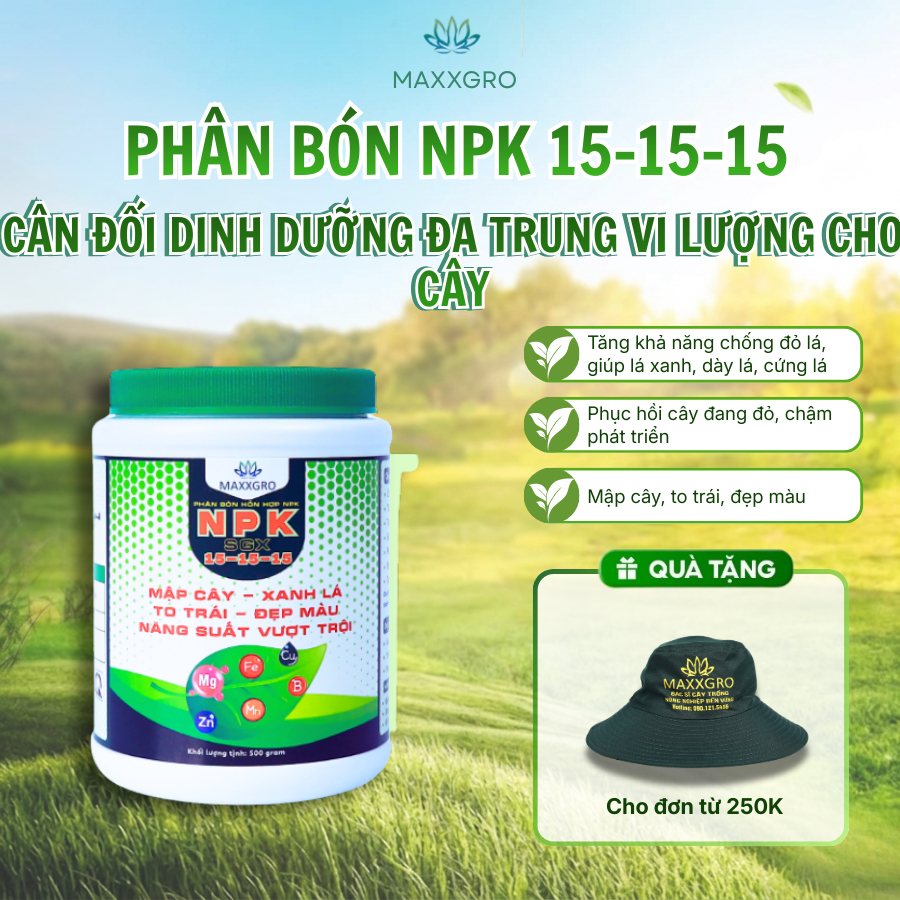 Phân bón npk Maxxgro phân bón tổng hợp npk 15-15-15 giúp cây tăng trưởng và phát triển toàn diện