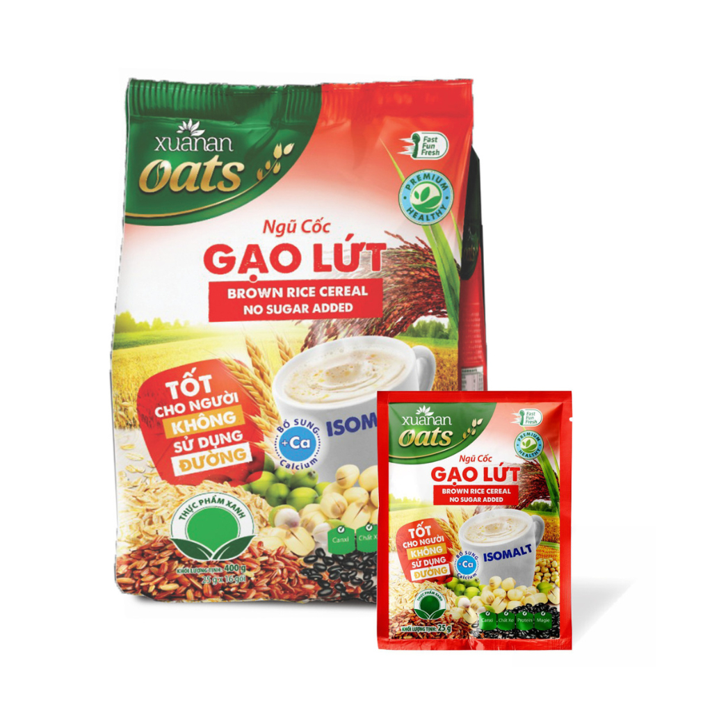 Ngũ Cốc Gạo Lứt Không Đường Túi 400g (25g x 16 gói)