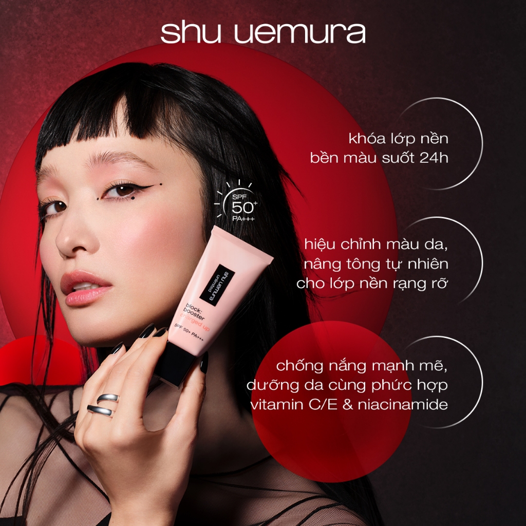 [mới] kem lót khóa nền 24h, nâng tông và chống nắng 3-trong-1 shu uemura block:booster charged up | BigBuy360 - bigbuy360.vn