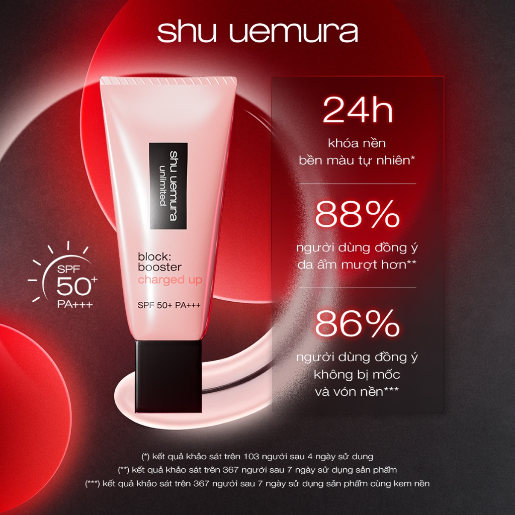 [mới] kem lót khóa nền 24h, nâng tông và chống nắng 3-trong-1 shu uemura block:booster charged up | BigBuy360 - bigbuy360.vn
