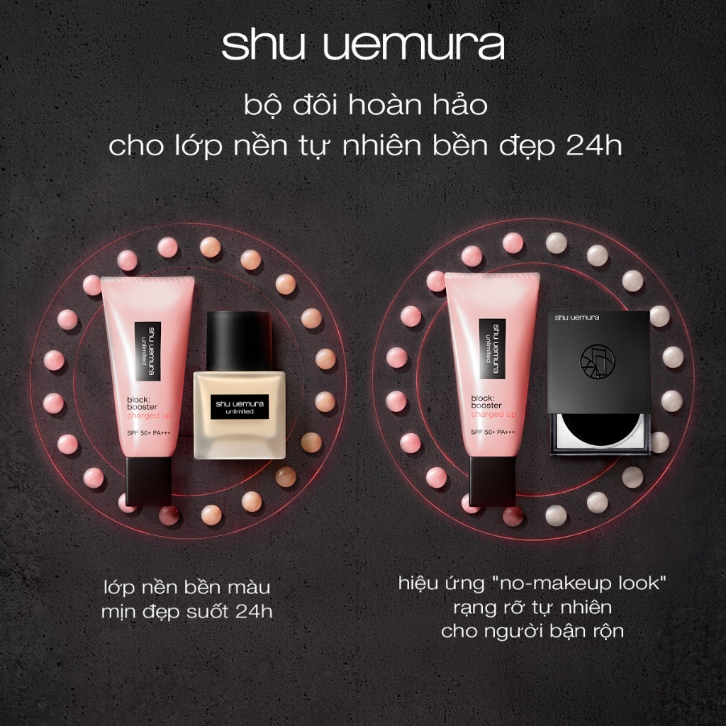 [mới] kem lót khóa nền 24h, nâng tông và chống nắng 3-trong-1 shu uemura block:booster charged up | BigBuy360 - bigbuy360.vn