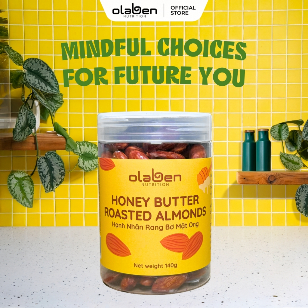 Hạnh nhân rang bơ mật ong - Hộp 140gr - Almond honey butter 140gr - by OLABEN NUTRITION