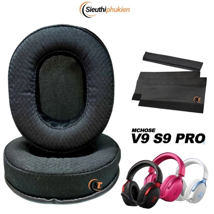 Đệm ốp tai nghe Mchose V9 S9 pro - sét 2 chiếc , bọc đai đệm đầu tai nghe Mchose 085105 Vải / Da